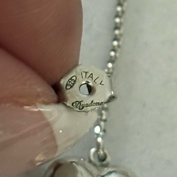 925 Sterling Silver Dangly Dainty Chain with Puffy Heart Charm Earrings - Picture 6 of 6